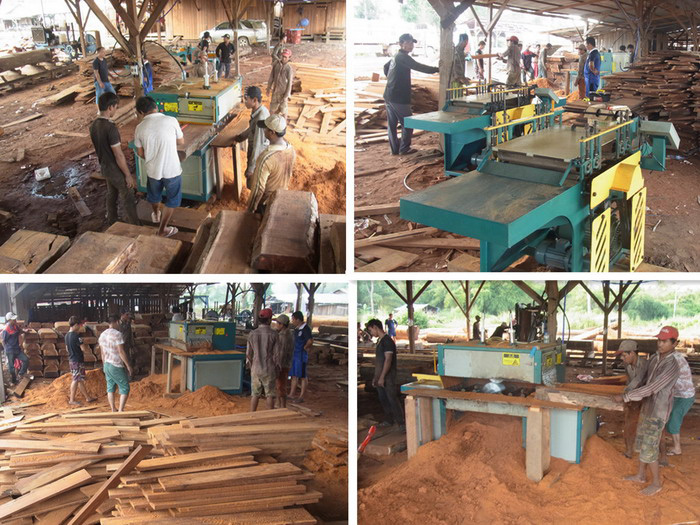 方木多片鋸150型機械&nbsp;柬埔寨上丁省&nbsp;現(xiàn)場加工紅木